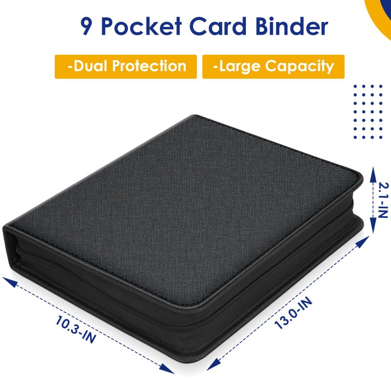 Kitoyz 900 Pockets Card Binder  Trading Card Album Display Holder  PU Cover Zip Binder for Cards  Durable Card Holder Album for TCG Game Cards And Sports Cards - Image 4